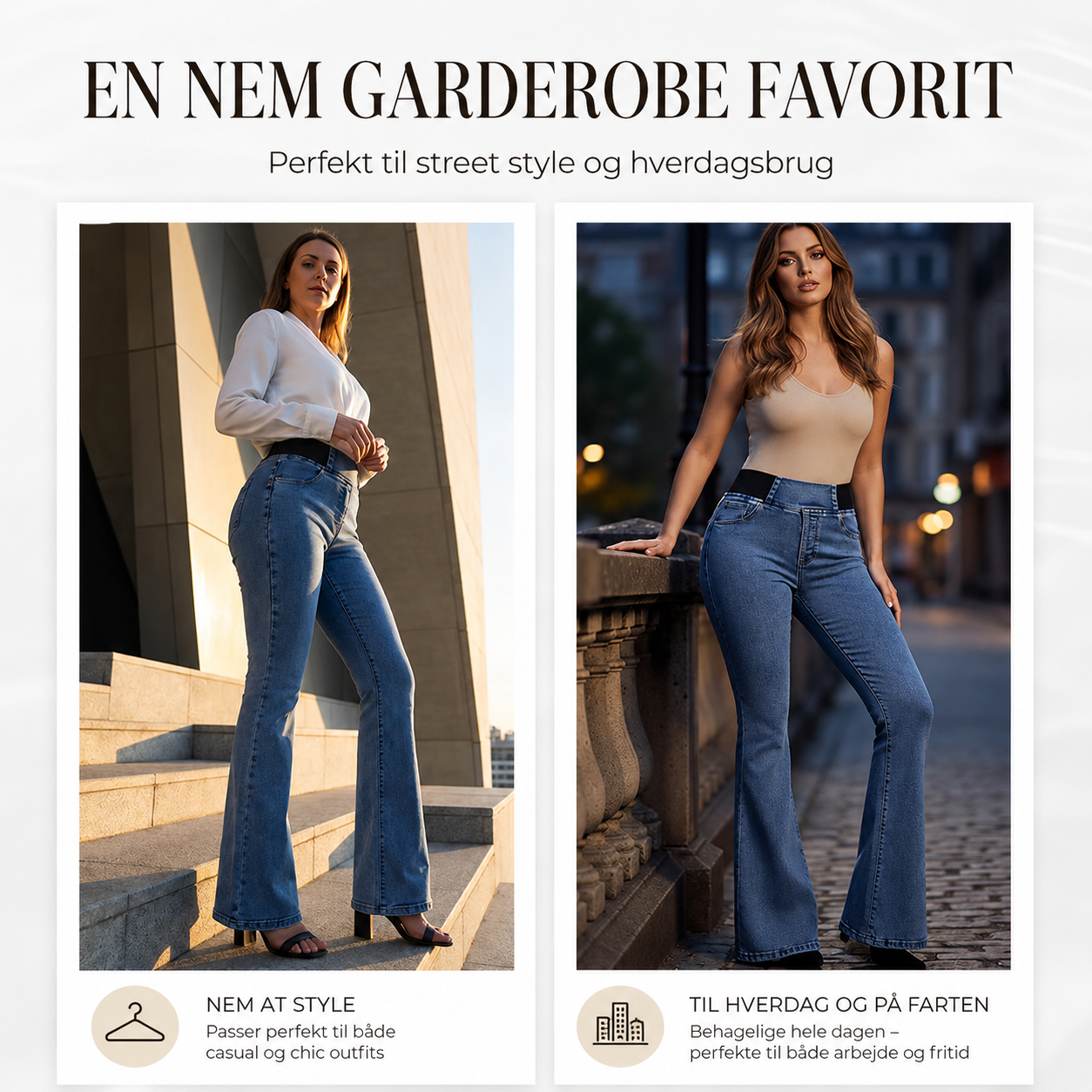 👖 Denim-Slim fit og klassisk flare!