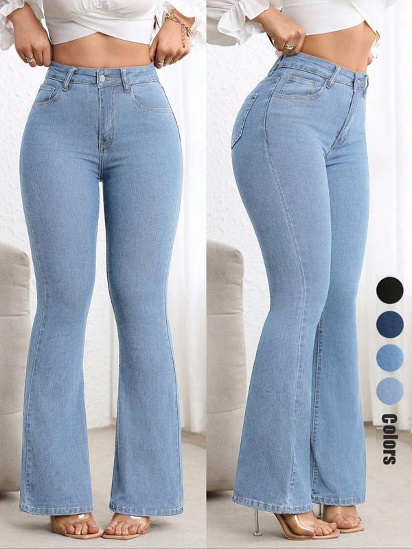 Højtaljede, udsvungne stretchjeans🌸