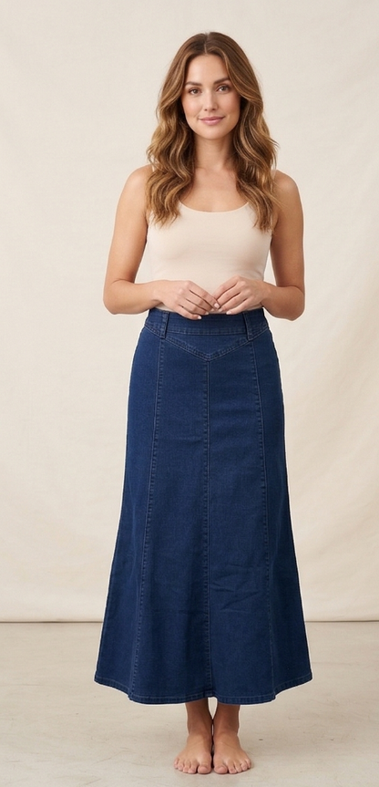 Denimnederdel høj talje