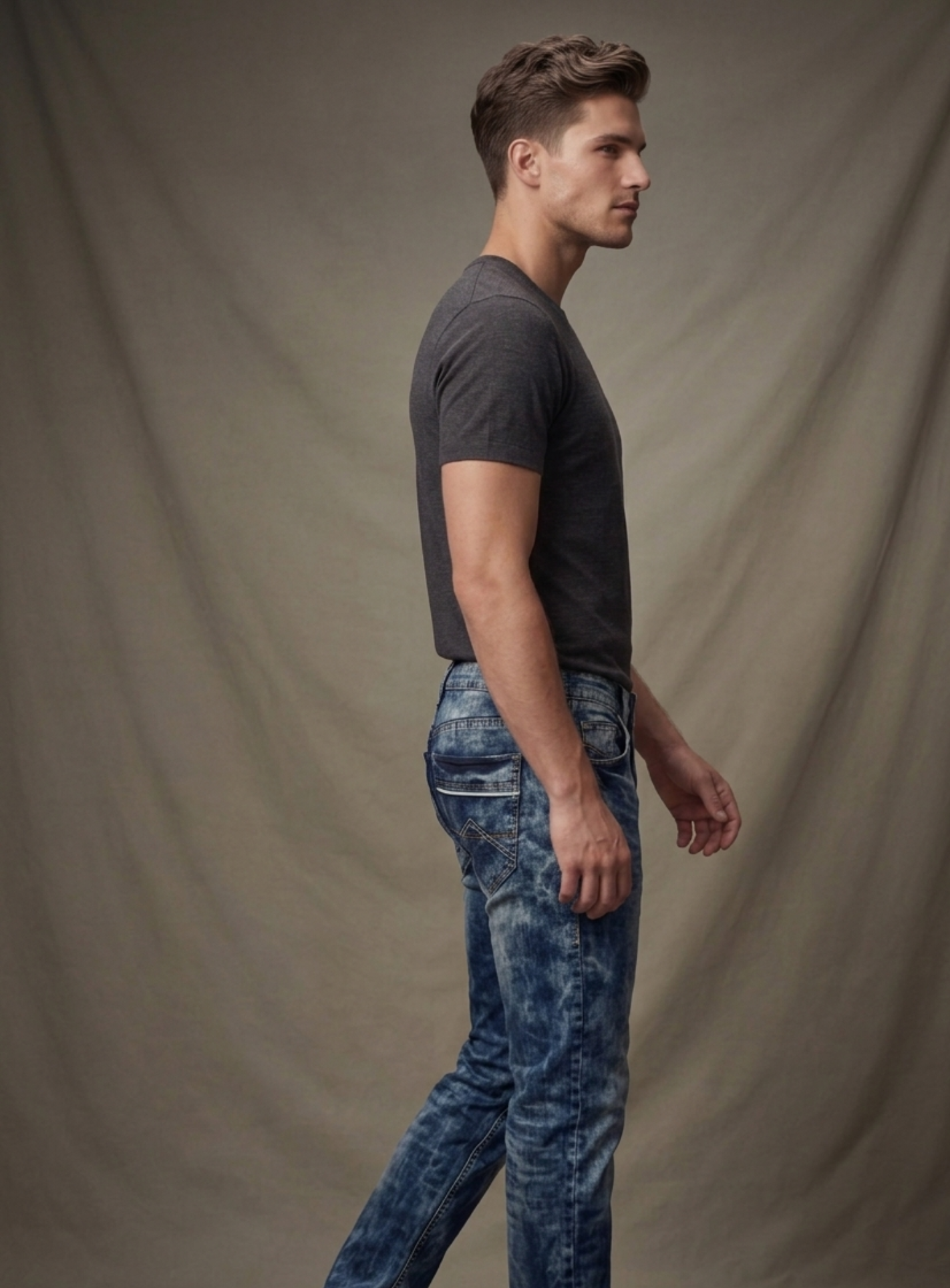 Stenvasket denim til mænd