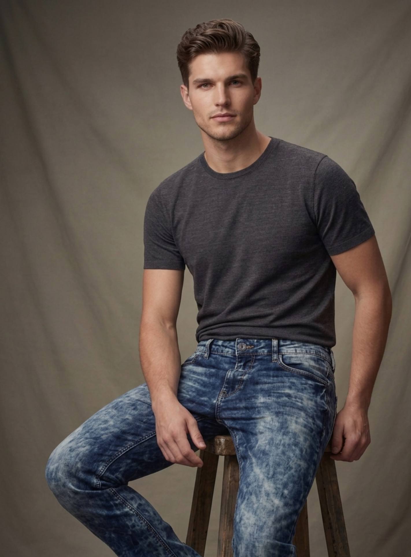 Stenvasket denim til mænd