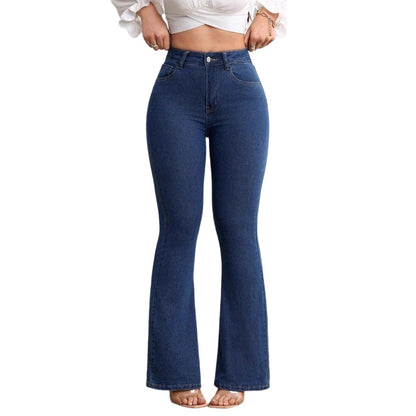 Højtaljede, udsvungne stretchjeans🌸