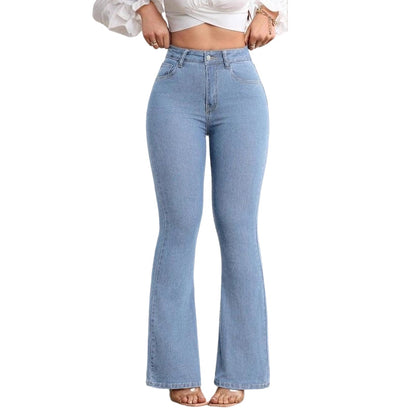Højtaljede, udsvungne stretchjeans🌸