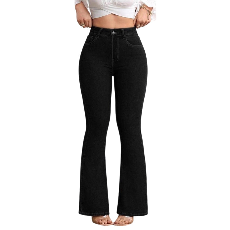 Højtaljede, udsvungne stretchjeans🌸
